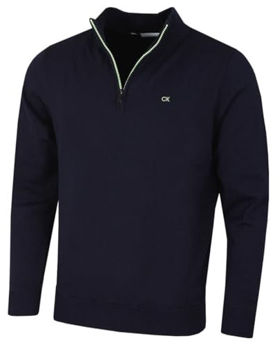 Calvin Klein Herren Heather Half Zip Pullover - Marine/Limette - XL