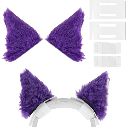 Geekria NOVA Headphone Headband Spacer and Cat Ears Attachment Set for Bose, Sony, Skullcandy, Beats, Marshall Headphones, Compatible with headband of 2.5 to 3.5cm (Purple)
