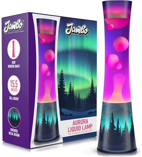 Jambo Lampe à mouvement liquide 15,5 – Modèle amélioré avec motif Aurora – Belle lampe décorative pour salon et chambre, lumière relaxante, veilleuse pour ados, enfants et adultes