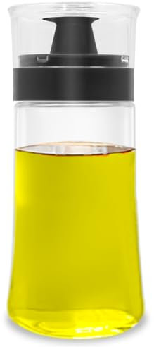 TINMIX Botella dispensadora de aceite a prueba de fugas con boquilla, 180 ml / 6 onzas de vidrio de oliva y vinagre, bien sellada para cocina de camping y pícnic, color negro