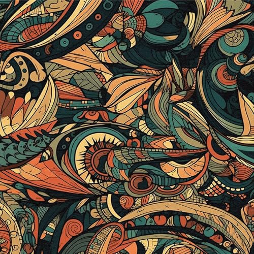 LZH-LP Papel Tapiz Autoadhesivo, 44x300CM Abstracto Ukiyo-e Despegable y Pegable Colorido Película de Vinilo Removible para Sala de Estar Armarios de pared Decoración