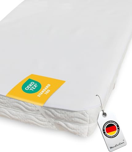 Medicline Matratzenschoner 100x200cm aus 100% Baumwolle - NEU Extra atmungsaktive waschbare Öko-Tex Matratzenauflage - Matratzenschutz aus Deutschland