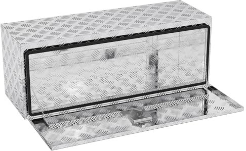 FIVMEN Alubox Truckbox LKW Staukasten mit Schloss & Schlüsseln Staubox Werkzeugkasten Unterbaubox Abschließbare Wasserdichte für PKW Anhänger Nutzfahrzeuge, 122x44x46 cm