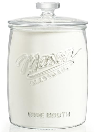 Dwbligt 1 Gallon Glass Cookie Jar with Airtight Lid, Wide Mouth Mason Jar for Pantry & Laundry Room Organization, Large Apothecary Jars for Sugar, Candy, Rice, Dog Treat & Food Storage Jar– Set of 1