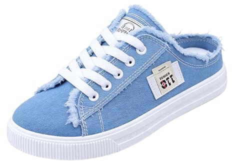 Mules et Sabots Femme Toile Dos Nu Baskets et Chaussures de Sport Mode Sabot Femme Confortable Ete Pantoufles Antidérapant Chaussures Confort Chic Chaussons Plates Chaussure de Plage Basket Legere