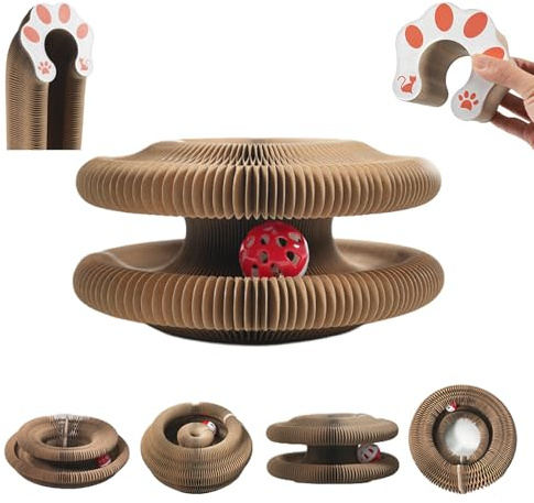 Quintrost Griffoir pour Chat Magic Organ, Cat Scratching Board Magique Pliable avec Balle Cloche, Jouet Interactif pour Chat Kitty Interieur Cat Toys Accessoire
