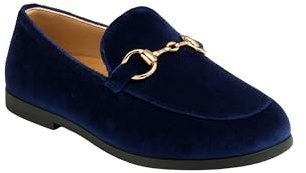 Boys Velvet Horsebit Navy Blue Loafer Slip On Shoes Wedding Prom Party Formal Footwear Size Child 8