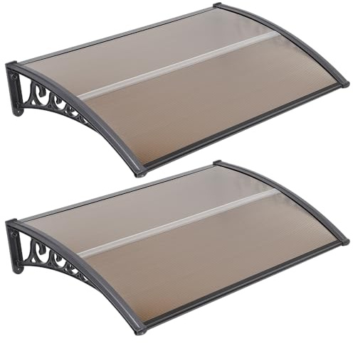 Belfoyer Auvent de Porte d’Entrée DIY, Marquise en Polycarbonate Creux avec Cadre PP et Embouts Aluminium, Protection Contre Pluie, Neige et UV pour Porte, Fenêtre ou Terrasse (100 * 150 cm)