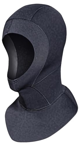 Texvora Cappuccio da sub in neoprene traspirante, regolabile, XL, nero, 3 mm, impermeabile, da surf, maschera termica per acqua fredda, da uomo
