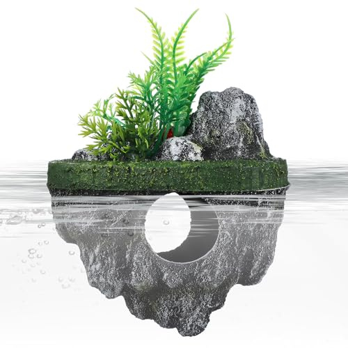 Veemoon Floating Aquarium Decoration Rock Fish Tank Hideaway Cave Ornament Artificial Landscape Decor for Fish Shelter and Aquatic Pets 16.00 X 12.00 X 8.00 Cm