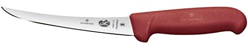 Victorinox Fibrox Couteau à Désosser, 15 Cm, Courbe/Étroit, Flexible, Anti-Dérapant, Inoxydable, Acier Inoxydable, Rouge
