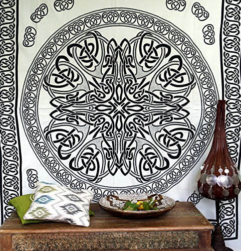 GURU SHOP Wandbehang, Wandtuch, Mandala, Tagesdecke Keltisch - Design 5, Baumwolle, 220x200x0 cm