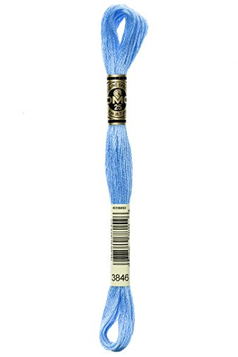 DMC 117-3846 Mouline Stranded Cotton Six Strand Embroidery Floss Thread, Light Bright Turquoise, 8.7-Yard