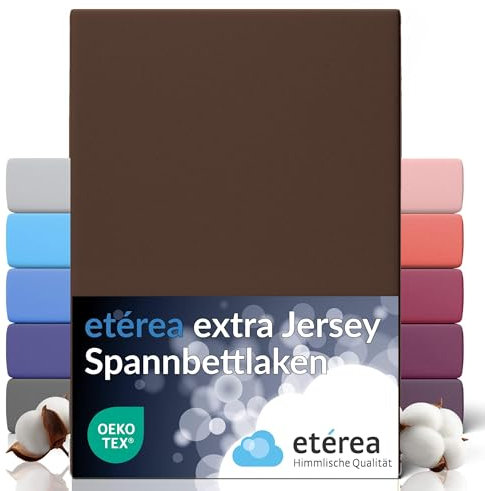 etérea Premium Spannbettlaken 240x220cm Dunkelbraun – extra Jersey Spannbetttuch bis 35cm Höhe – 160 g/m² gekämmte Baumwolle – Boxspring & Wasserbett Bettlaken