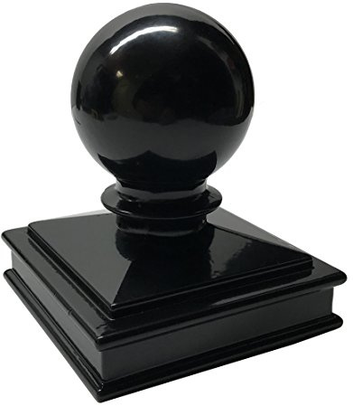 3 x 3 Aluminium Ball Top Fence Post Cap – Black Pressure Fit Decorative Outdoor Railing & Fence Topper, Rust-Resistant Aluminum
