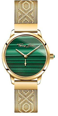THOMAS SABO Damenuhr Garden Spirit Malachit Gold Edelstahl, Edelstahl Gelbgoldfarben WA0365-264-211