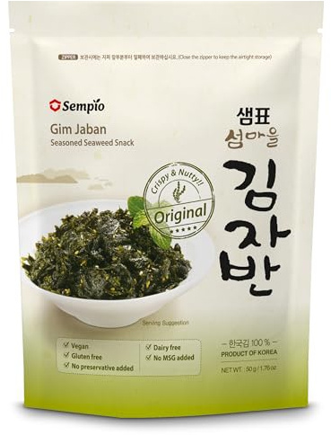 Seaweed Snack 50g Sempio Original Savory Seasoned Seaweed Sprinkles, Gim Jaban. Healthy Korean Snack. Vegan, No Preservatives, Dairy-Free