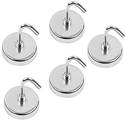 S&R 5pcs Magnetic Hook Set, 35mm, Strong Magnet for Kitchen, Office, Bathroom, Garage, Refrigerator, Tools.