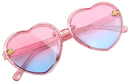 SunniMix Coeur Forme Petit Cadre de Mode Enfants lunettes de Soleil pour Lunettes Plage En Plein Air UV400 Protection Ronde Beat Street - Rose bleu