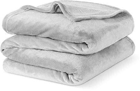 LIVIVO Flannel Fleece Blanket- Super Soft Cosy Cuddly Sofa Throw - Perfect For Bed, Sofa, Travel, Picnic & Camping - Single/Double/King (Misty Grey, Double)