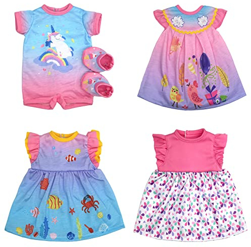 4 Pack Doll Clothes for 13-16 inch Dolls, Dress for 13-16 inches Dolls