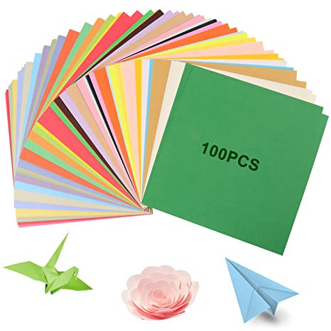Origami Papier Kinder, Origami-Papier 15x15 cm, 100 Blatt 50 Farben, Faltpapier Quadratisch, Bastelpapier Set 80g/m², Doppelseitiges Farbiges Origami Papier für DIY Kunst und Bastelprojekte