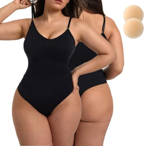 Merlvida Body Reductor Mujer con Tanga Fajas Modeladora Bodysuit Control de Abdomen Shapewear sin Costuras Ropa Interior Tirantes Ajustables