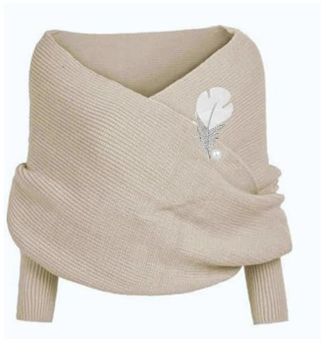 BLOHDI Bufanda de punto con mangas, suéter de punto para mujer, bufanda de invierno, bufanda de ganchillo de punto cálido con mangas, café, 220cm x 42cm