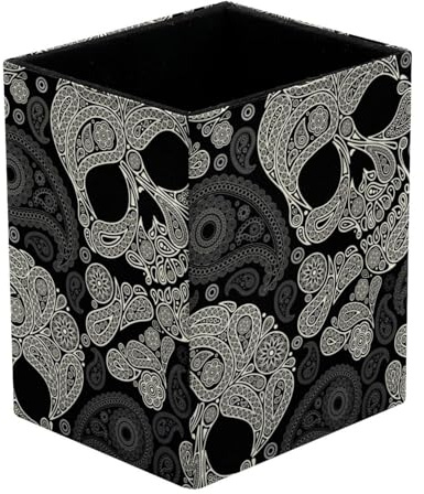 VAPOKF Portalápices para escritorio, diseño de calavera y peisley, soporte para bolígrafos, brochas de maquillaje, organizador de suministros de papelería para oficina en casa