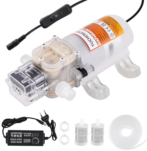 YUCHENGTECH Pompa Travaso Vino Elettrica 12v Pompa per Birra Fatta in Casa Pompa Travaso Liquidi Alimentari Velocità Regolabile con Tubo da 4 m e 2 Filtri per il Pompaggio di Vino Birra Bevande