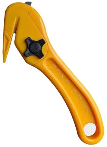 Safety Cutting Knife Box Opener Seat Belt Cutter Shrink Wrap, Tape Cutter Tool - HK521 Safety Box Cutters/Film Slitters - High Visibility Package Openers (10, Yellow)