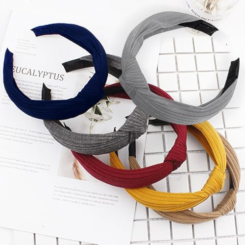 MeoZynxadril 6 Stück Haarreifen Set, Haarreif Damen, Breit, Rutschfest Haarreifen, Modisch, Stirnband Damen Verdrehte, Für Frauen, Mädchen, den Täglichen Gebrauch, den Urlaub