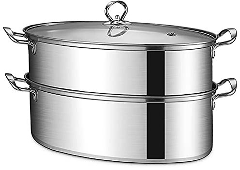 ASerZenith Pentola per Pesce al Vapore/pentola per zuppa Doppio Fondo in Acciaio Inossidabile Ovale Addensato Pollo al Vapore Pesce al Vapore Artefatto per Uso Domestico 39 cm