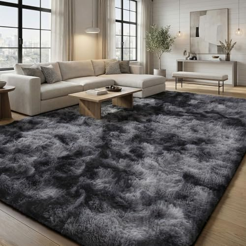 Treeboy Hochflor Teppiche Grau Teppich Wohnzimmer 160x230 Große Waschbar