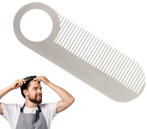 Pbi di barba in metallo - pettine di baffi dentali fine per uomini, pettine per capelli da viaggio tascabile per toelettatura per barba e baffi | Pettine per comò in metallo resistente per lo styling