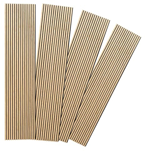 Vivodo Akustikpaneele | Farbe: Eiche | Wandpaneele in verschiedenen Formaten | Deko Wohnzimmer | Wanddeko in Holz | Akustik Paneele Wand | Lamellenwand (240 x 60 cm - 4 Stk.)