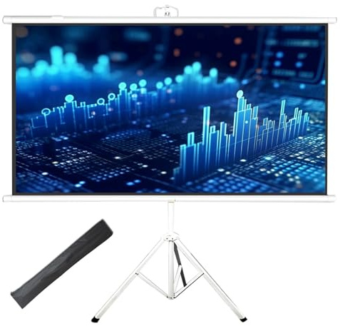 Schermo per Proiettore Portatile con Treppiede - Schermo Cinematografico in PVC 4K HD 4:3 Leggero e Pieghevole per Conferenze in Scuole e spazi Interni ed Esterni(50 inch)