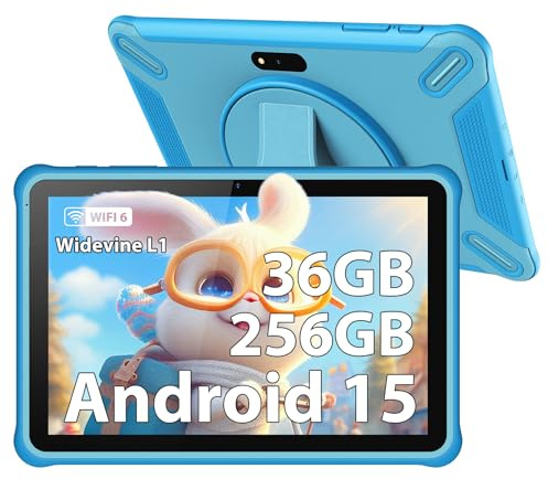 PIXGOOD Tablet para niños 10 Pulgadas, 36GB RAM 256GB ROM (SD expandible), Android 15.0, Control Parental, Pantalla HD IPS, 5MP+2MP, WiFi, Bluetooth, Tablet educativa(Azul)