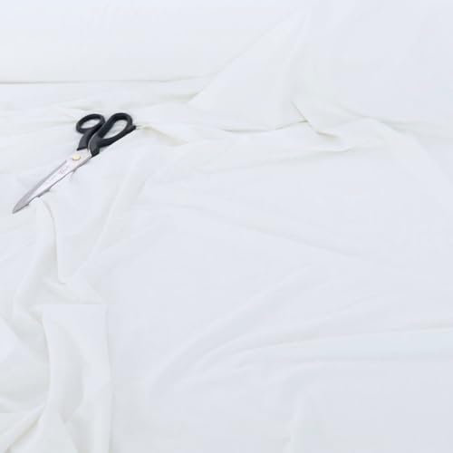 TOLKO 50cm weißer Jersey Stoff Meterware Baumwollstoff für T-Shirt- und Kleider Jersey Stoff | für weiche elastische Bekleidung | Stoffe zum Nähen Meterware
