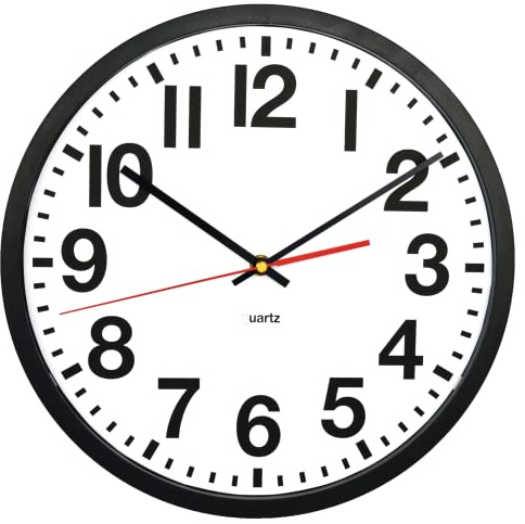 Tempus Contemporary Wall Clock, Battery Operated, Silent, Black and White, 13in