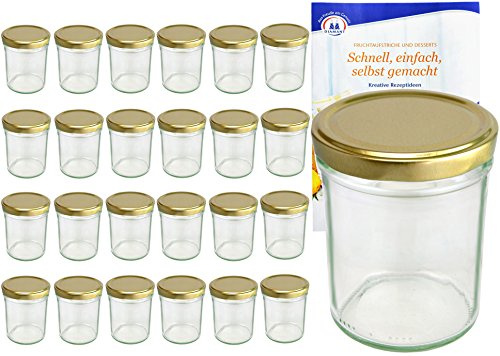 Set da vasetti da 230 ML alto Deckel Colore Oro to 66 con diamante gelier zauber ricettario, Marmellata, barattoli, barattoli, Occhiali