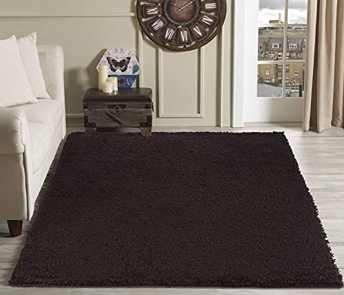 Serdim Rugs Living Room Shaggy Area Rugs, Polypropylene, Brown, 200x290cm(6'7x9'6)