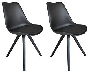 byLIVING Esszimmerstuhl KIRA / 2er Set/Sitzschale weiß/Sitzpolster Kunstleder weiß/Gestell Metall Eiche-Optik hell-braun/Esszimmerstuhl/Wohnzimmerstuhl/B 48, H 86, T 55,5 cm