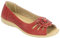 Fashion Friendly Ladies Open Toe Slip on Shoes, Summer Flower Flat Shoes, 8 Colours Sizes 3-8 Red