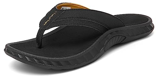 ChayChax Infradito Uomo Sandali Sportivi Ortopediche per Arco Scarpe da Spiaggia e Piscina Antiscivolo Ciabatte,Nero-Giallo,40 EU