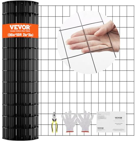 VEVOR Maschendraht 0,9 x 15 m, Volierendraht 50,8x76,2mm Maschenweite 1,52mm Drahtstärke verzinkt Maschendrahtzaunrolle, vinylbeschichtetes Metalldrahtgeflecht für Hühnerstallbarrieren