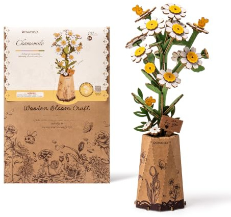 rowood 3D Puzzle DIY Wooden Flower, Artificial Flowers Model Kits to be Assembled, Craft Set for Adults, Best Home Décor and Valentine Toy Gift Kit