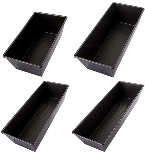 LDXDRU 4 Pack Bread Loaf Tin 8/10 / 12/14 Inch, Non Stick Bread Tin, Carbon Steel Bread Baking Tin Rectangular Loaf Baking Pan for Oven Baking