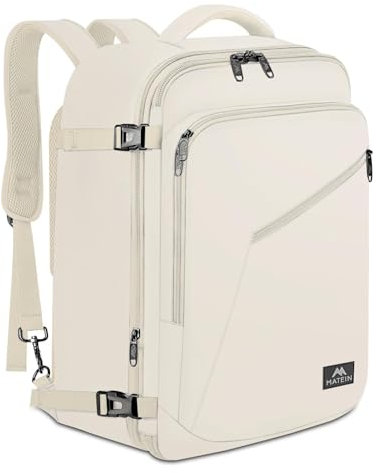 MATEIN 40x30x20 Handgepäck Damen, Handgepäck Rucksack Reisetasche Medium Business Arbeit Frauen Expandable Wasserabweisend Lightweight Cabin Bag, Beige