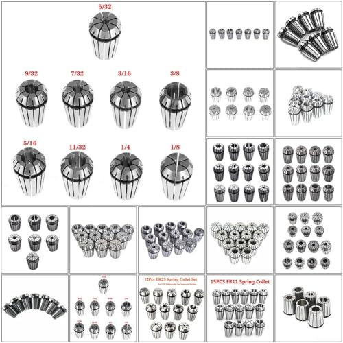Fuerza de sujeción confiable, ER11ER16ER20ER25ER32ER40 Juego de pinzas de resorte para fresado (15 piezas ER11)